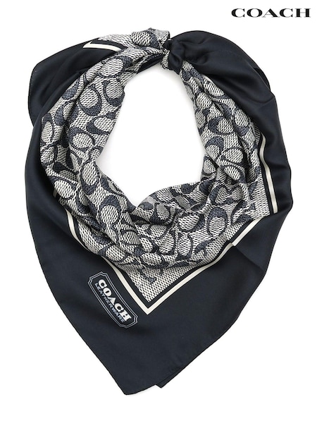 COACH Signature Vintage Printed Silk Square White Scarve (B74184) | £95