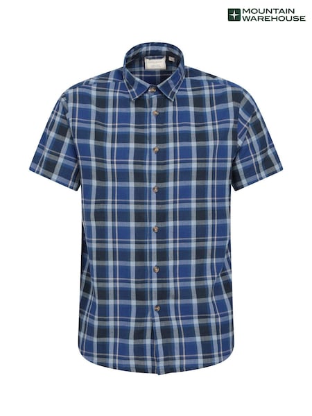 Mountain Warehouse Blue Mens Weekender 100% Cotton Shirt (B74355) | £25