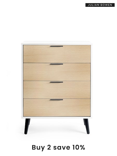 Julian Bowen White Alba 4 Drawer Wide Chest (B74460) | £285