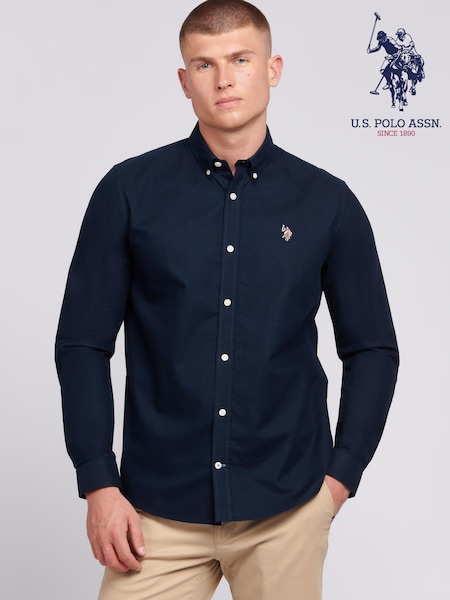 U.S. Polo Assn. Blue Mens 100% Cotton Peached Oxford Shirt (B74559) | £60