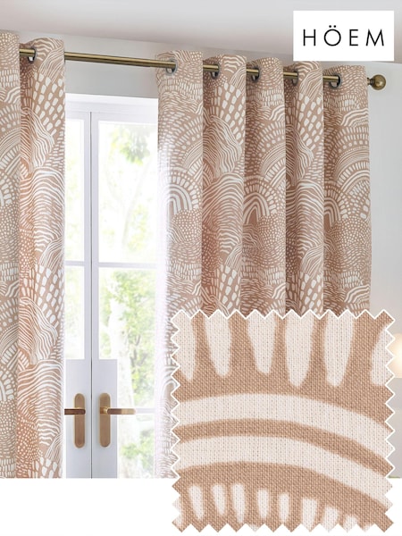 HÖEM Oat Nola Abstract Geometric Eyelet 100% Cotton Curtains (B74616) | £30 - £74