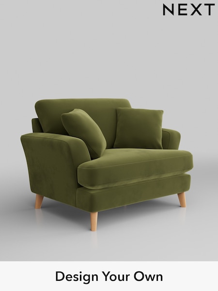 Plush Velvet Easy Clean/Mid Olive Green Conway Relaxed Sit (B74662) | £975
