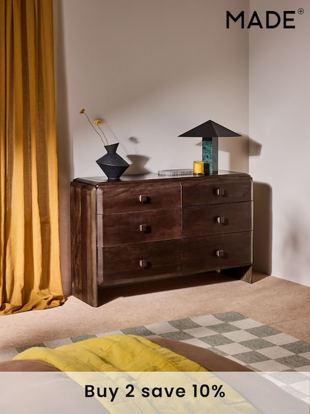 MADE.COM Brown Payton Mango Wood 6 Drawer Chest of Drawers (B74859) | £999