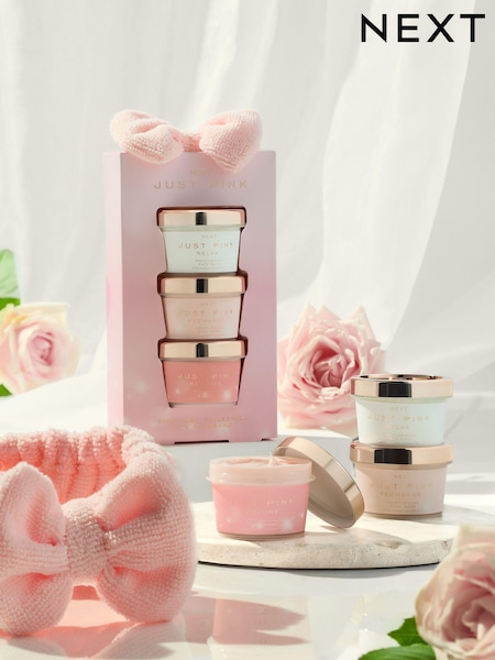 Set of 3 Just Pink Face Masks and Bow Headband Gift Set (B74893) | £14