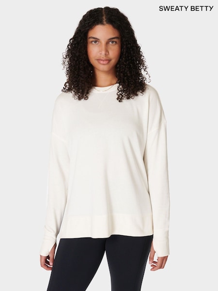 Sweaty Betty Lily White After Class Longline Sweatshirt (B75051) | £65