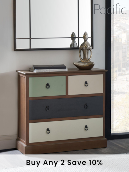 Pacific Multi Loft Pine Wood Sage Multicoloured 4 Drawer Unit (B75128) | £275