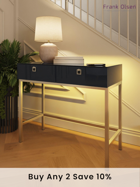 Frank Olsen Midnight Black Lyra SMART Two Drawer Console Table (B75424) | £350