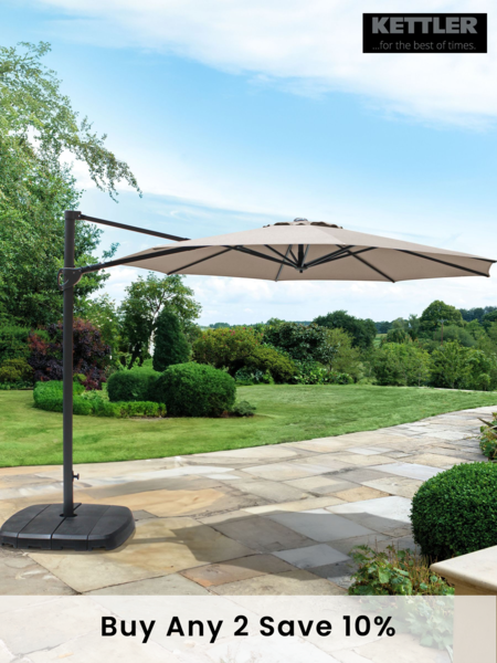 Kettler Stone 3M Free Arm Garden Parasol Canopy With Base (B75426) | £420
