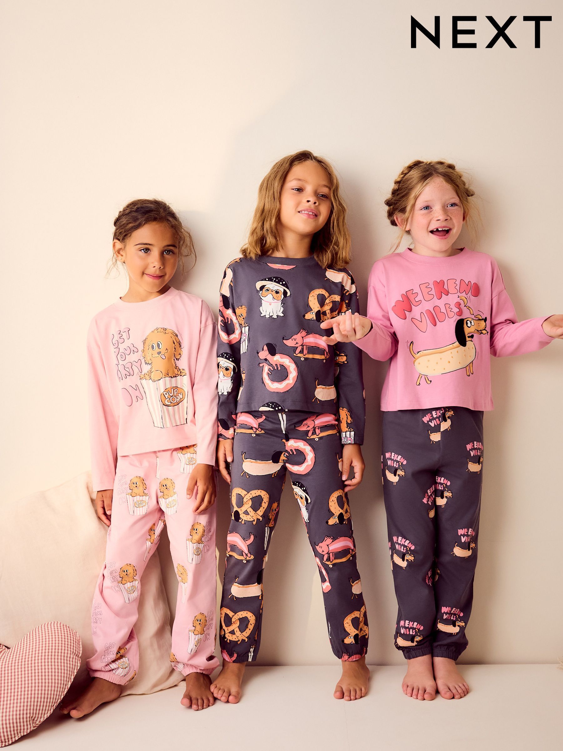 Buy Girls Pyjamas Grey Cotton Childrenswear Nightwear Online Next UK