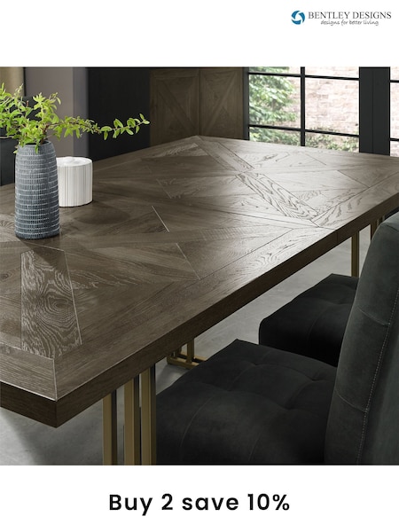 Bentley Designs Fumed Oak Brass Athena 4-6 Extension Dining Table (B75529) | £1,160