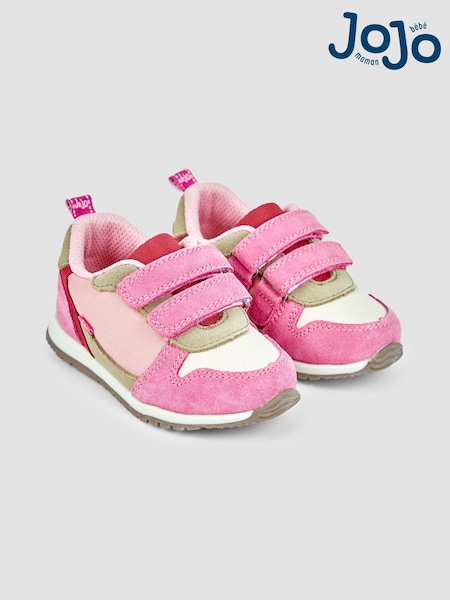 JoJo Maman Bébé Bright Pink Colourblock Riptape Trainer (B75580) | £28.50 - £30.50