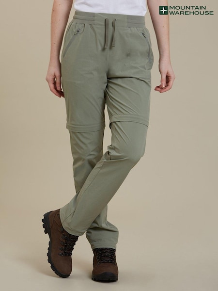 Mountain Warehouse Green Womens Explorer Zip-Off Quick Drying UV Trousers (B76010) | £45