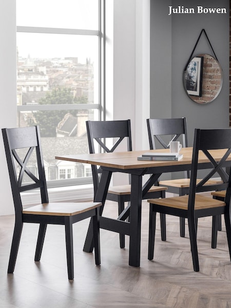 Julian Bowen Black Oak Hockley Dining Chairs Set Of 2 (B76208) | £185