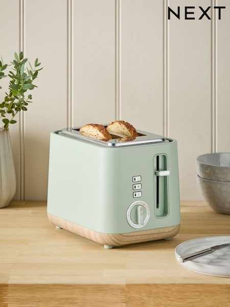Sage Green Bronx Wood Effect 2 Slice Toaster (B76257) | £40