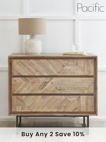 Pacific Natural Marca Acacia Wood 3 Drawer Unit (B76634) | £595