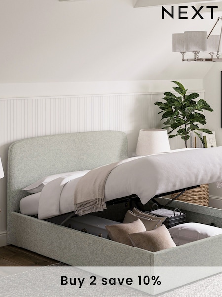 Grey Light Tweedy Plain Matson Upholstered Ottoman Storage Bed Frame (B76921) | £575 - £675