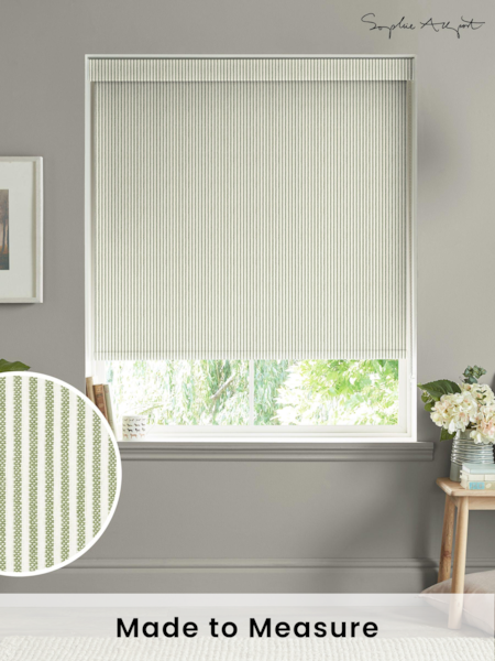 Sophie Allport Sage Green Stamford Stripe Made to Measure Roller Blinds (B77080) | £58