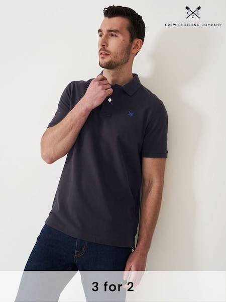 Crew Clothing Black 100% Cotton Pique Polo Shirt (B77160) | £40