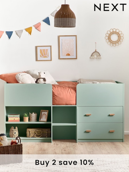 Sage Green Kids Alix Storage Cabin Bed Frame (B77216) | £610