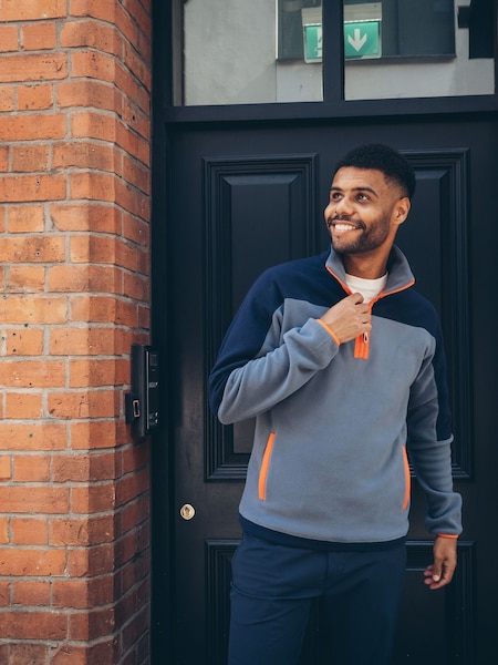 Gym + Coffee Blue Mens Half Quarter Zip Polar Fleece (B77470) | £65