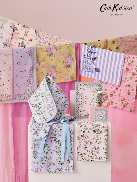 Cath Kidston Purple Twin Flowers 100% Cotton Apron (B77760) | £25
