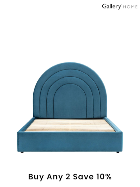 Gallery Home Blue Hawes Upholstered Velvet Bed (B77827) | £1,000