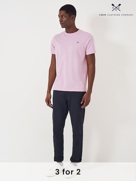 Crew Clothing Light Pink Plain 100% Cotton Classic T-Shirt (B77902) | £25