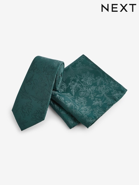 Forest Green Slim Tie And Pocket Square Set (B78027) | £16