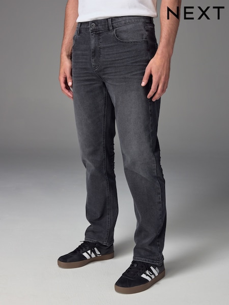 Grey Washed Straight Fit Straight Fit Essential Stretch Jeans (B78038) | £20