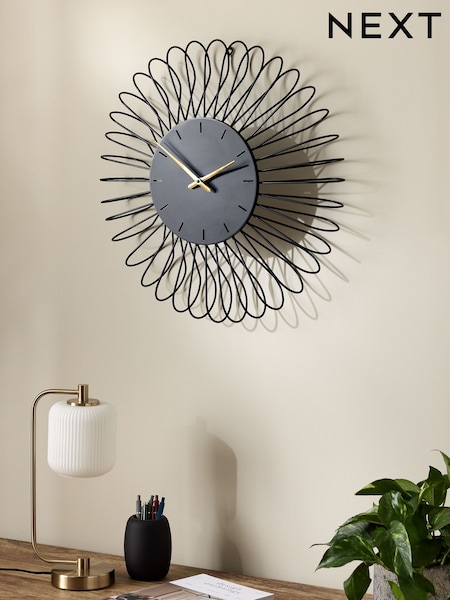 Black 3D Wire Frame Wall Clock (B78082) | £60
