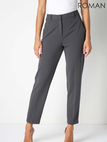 Roman Grey Short Straight Leg Stretch Trousers (B78136) | £32
