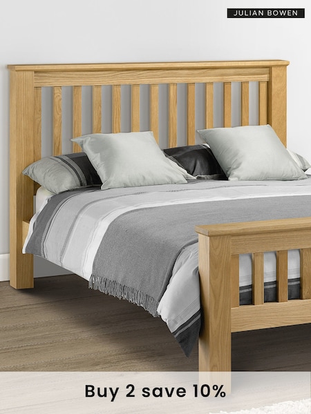 Julian Bowen Light Oak Amsterdam High Footend Wooden Bed (B78279) | £620 - £745