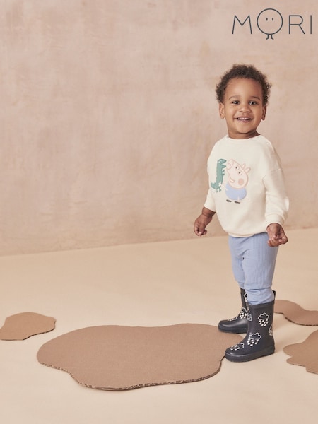 MORI Oversized Cream Organic Cotton Peppa Pig George Sweatshirt (B78490) | £28 - £30