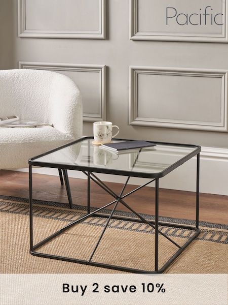 Pacific Glass and Black Roxy Metal Coffee Table (B78583) | £165