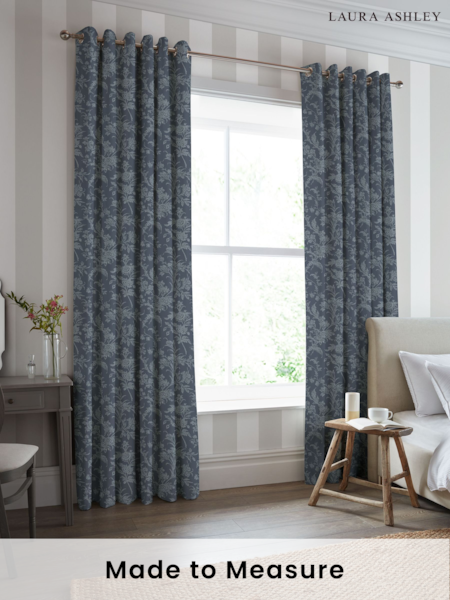 Laura Ashley Midnight Navy Blue Lloyd Made to Measure 100% Cotton Curtains (B79047) | £91