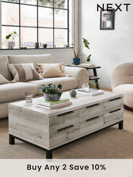 Grey Bronx Large Coffee Table With Drawers (B79073) | £425
