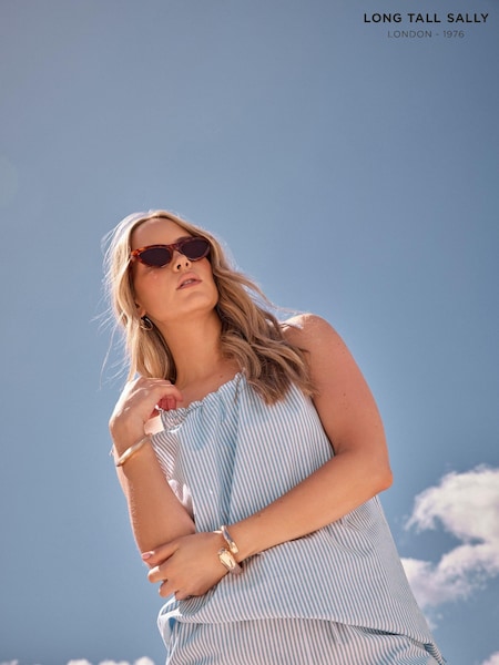 Long Tall Sally Blue Stripe Halter Neck Top (B79285) | £29