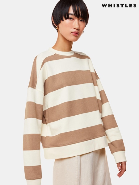 Whistles White 100% Cotton Wide Stripe Sweatshirt (B79494) | £89