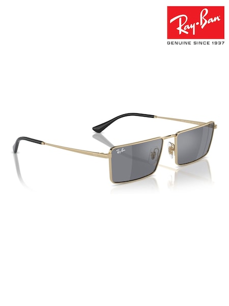Ray-Ban Gold Tone Emy Rb3741 Rectangle Sunglasses (B79506) | £149