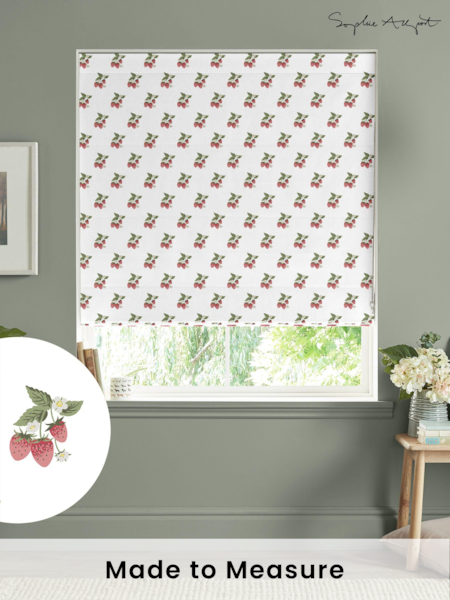 Sophie Allport White Strawberries Made to Measure 100% Cotton Roman Blinds (B79631) | £79