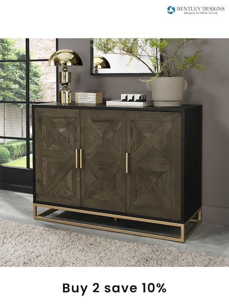 Bentley Designs Fumed Oak Brass Athena Narrow Sideboard (B79653) | £1,000