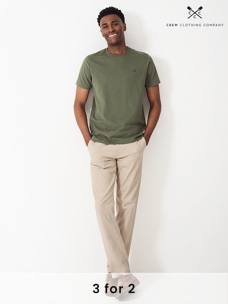 Crew Clothing Green Plain 100% Cotton Classic T-Shirt (B80033) | £25