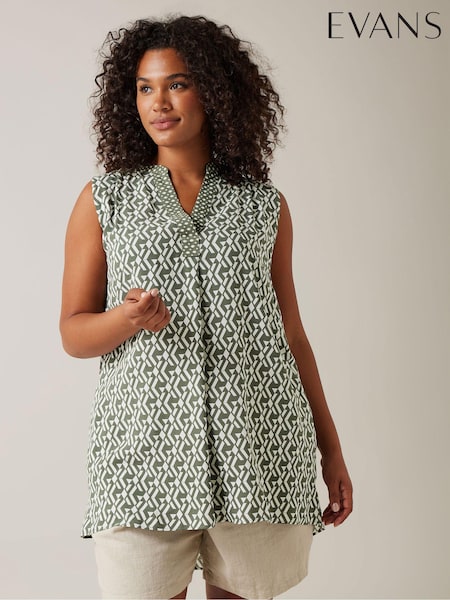 Evans Half Placket Sleeveless Tunic (B80234) | £29