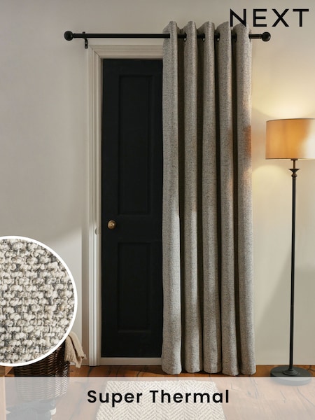 Natural Bobble Texture Super Thermal Eyelet Door Curtain (B80290) | £60 - £80