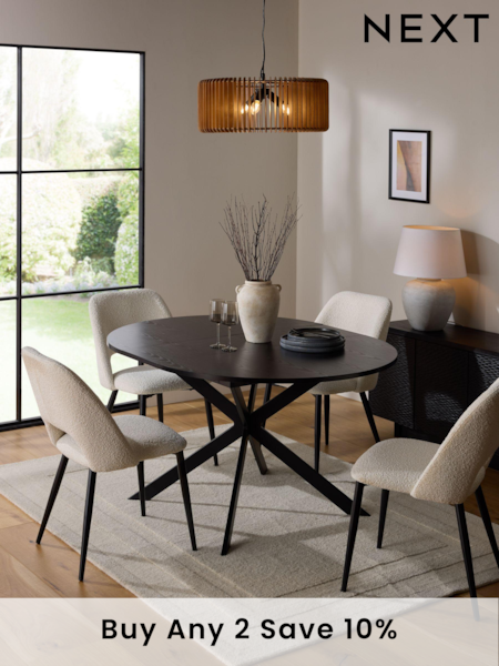 Set of 4 Casual Boucle Oyster Kelsey Extending Dining Table and Chair (B80313) | £875