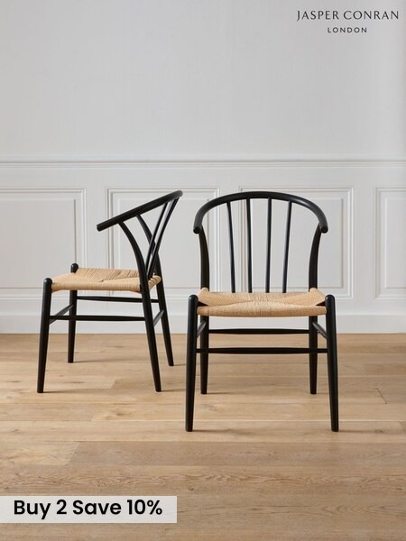 Jasper Conran London Set of 2 Black Bray Dining Chairs (B80486) | £399