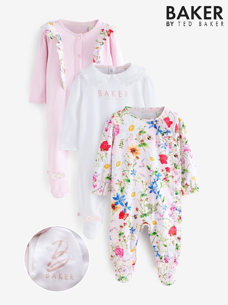 Baker by Ted Baker 100% Cotton Sleepsuits  3 Pack (B80689) | £40 - £43