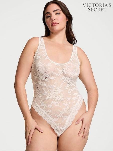 Victoria's Secret Coconut White Lace Scoop Bodysuit (B80825) | £49