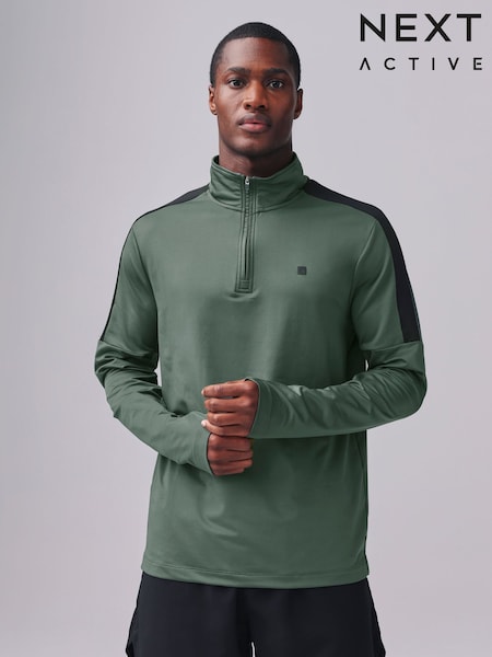 Khaki Green Active Gym Training Quarter Zip Neck (B81007) | £24