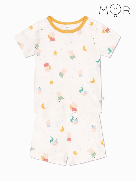 MORI Cream Cotton Peppa Pig Print Summer Pyjama Set (B81231) | £30.50 - £32.50
